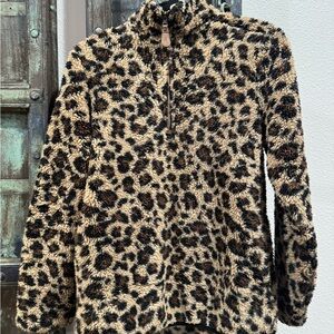 Leopard Print Fleece Pullover